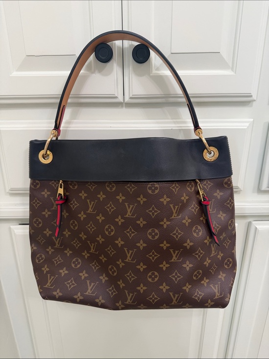 Louis Vuitton Handbags - Tuileries Hobo Monogram Canvas Shoulder Bag with Black Trim and Red Accents